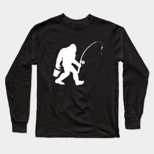 Bigfoot Sasquatch fishing Long Sleeve T-Shirt